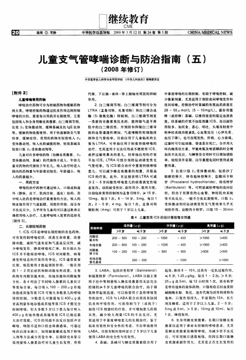 儿童支气管哮喘诊断与防治指南(五)
