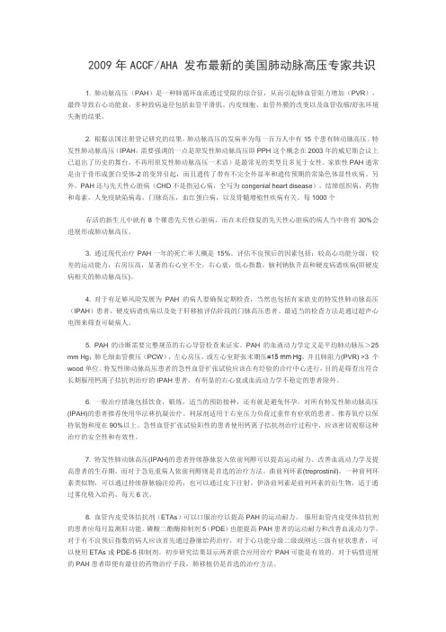 09年美国肺动脉高压专家共识(中文)