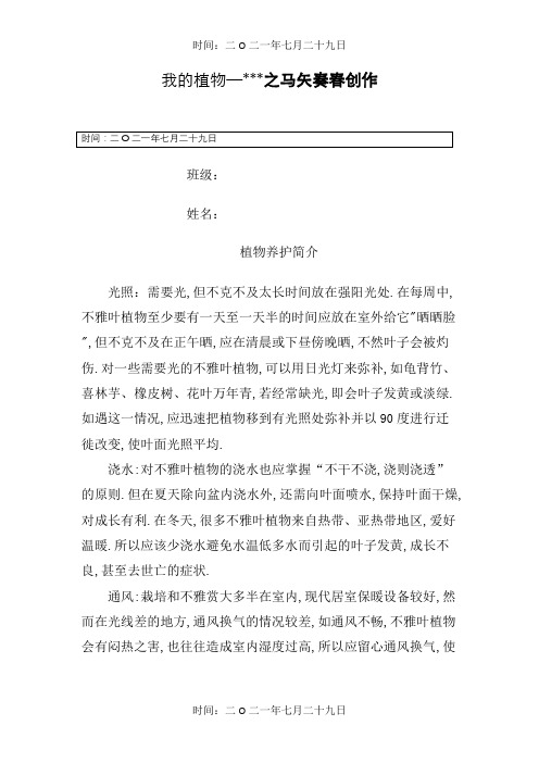 幼儿园植物观察记录表