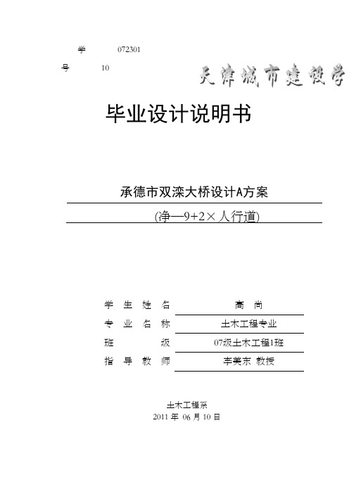 桥梁毕业设计大桥设计方案