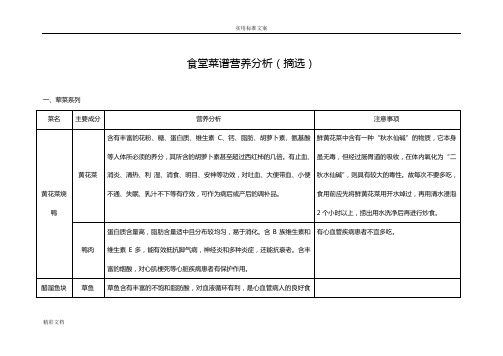 食堂菜谱营养分析报告报告材料
