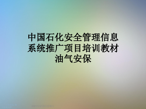 中国石化安全管理信息系统推广项目培训教材油气安保