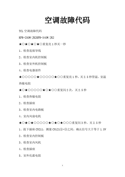 空调故障代码