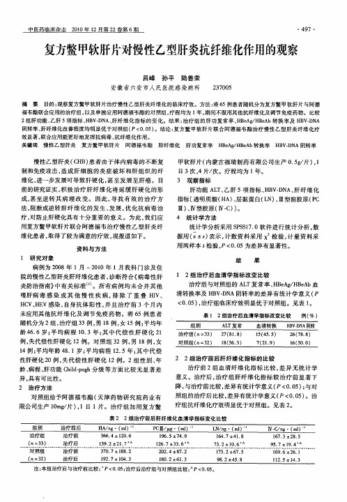 复方鳖甲软肝片对慢性乙型肝炎抗纤维化作用的观察