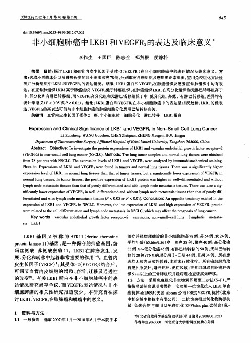 非小细胞肺癌中LKB1和VEGFR2的表达及临床意义