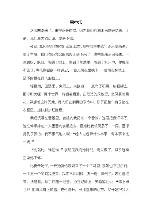 四年级作文：雪中乐作文600字
