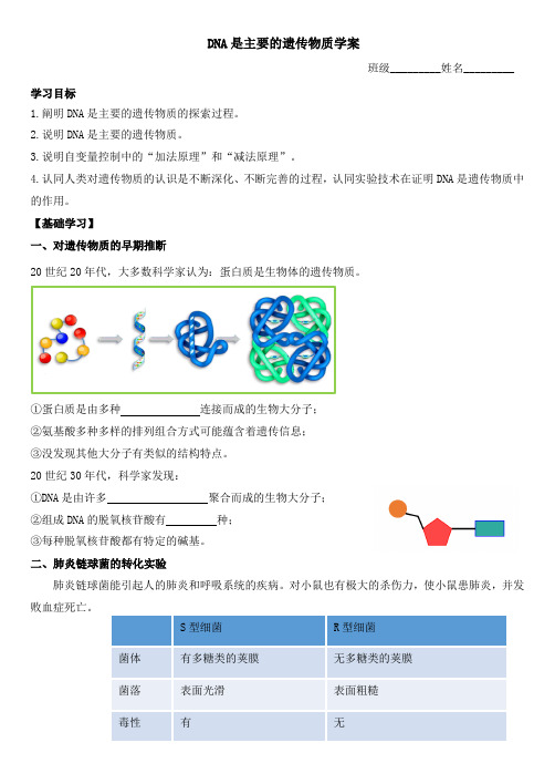 DNA是主要的遗传物质导学案高一下学期生物人教版必修2