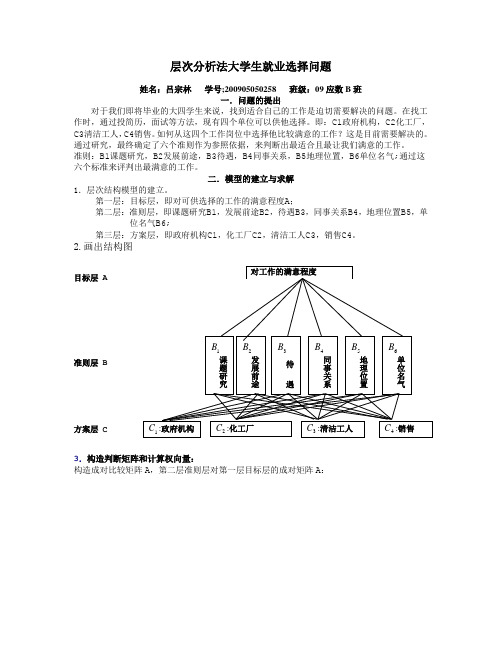 层次分析法大学生就业选择问题(1)