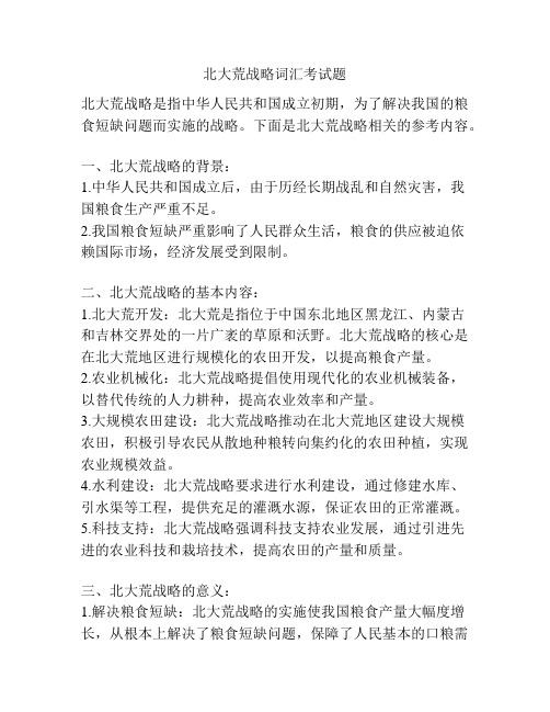 北大荒战略词汇考试题