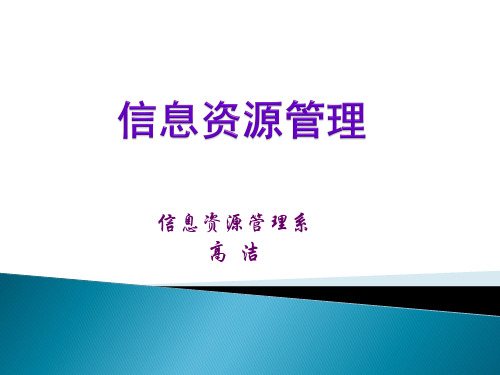 专题1 信息资源管理的基本问题