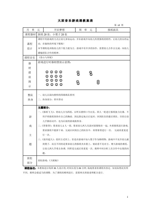 幼儿园体智能教案——报纸面具