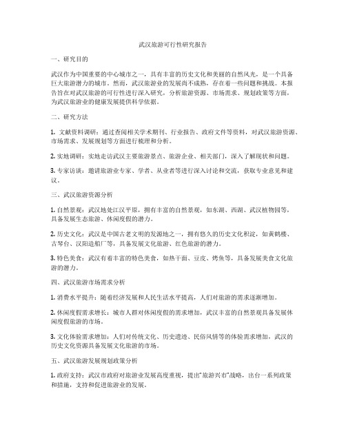 武汉旅游可行性研究报告