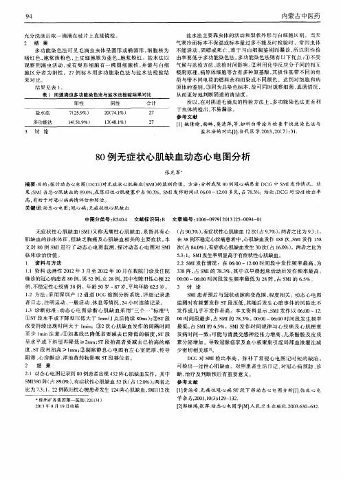80例无症状心肌缺血动态心电图分析