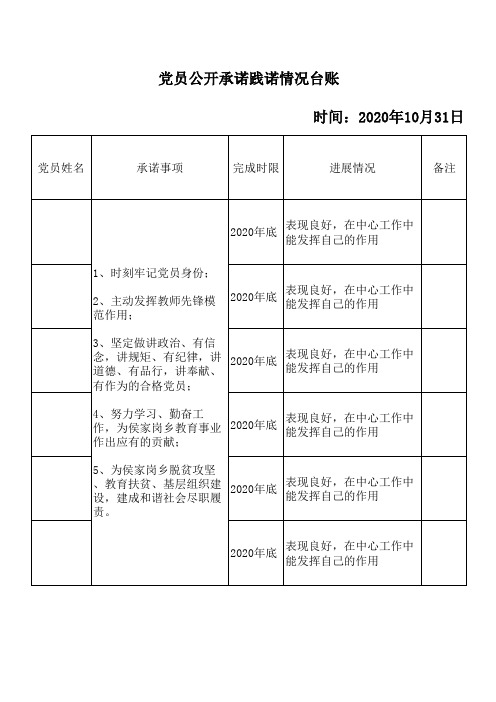 党员公开承诺践诺情况台账