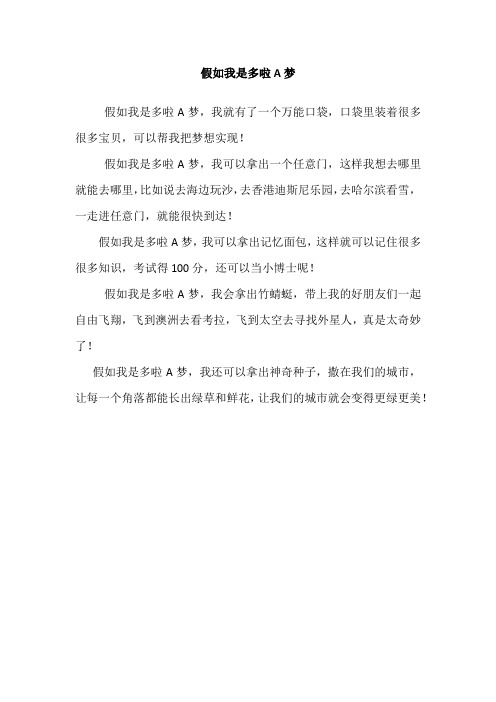 假如我是多啦A梦