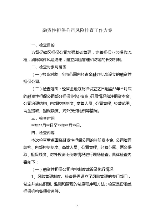 融资性担保公司风险排查工作方案