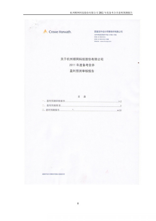 顺网科技：关于公司XXXX年度备考合并盈利预测审核报告 XXXX-07-28_