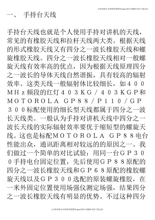 无线电对讲机天线选购和安装