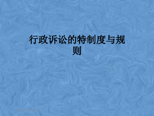 行政诉讼的特制度与规则