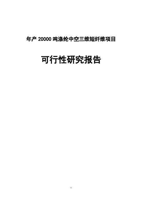 年产20000吨涤纶中空三维短纤维项目可行性研究报告