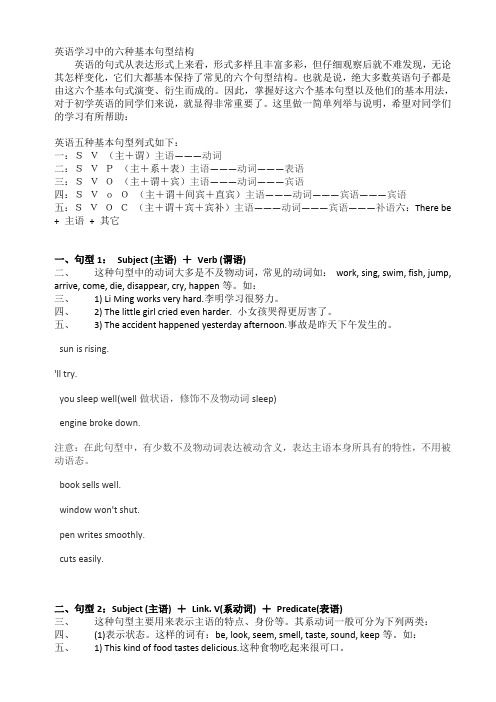 英语学习中的六种基本句型结构