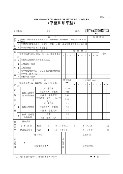 栽植土分项工程质量检验评定表(平整和细平整)(最新)