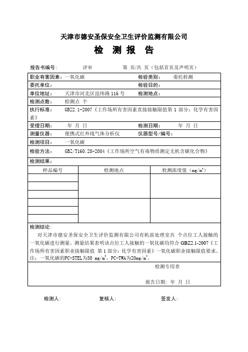 一氧化碳检测报告