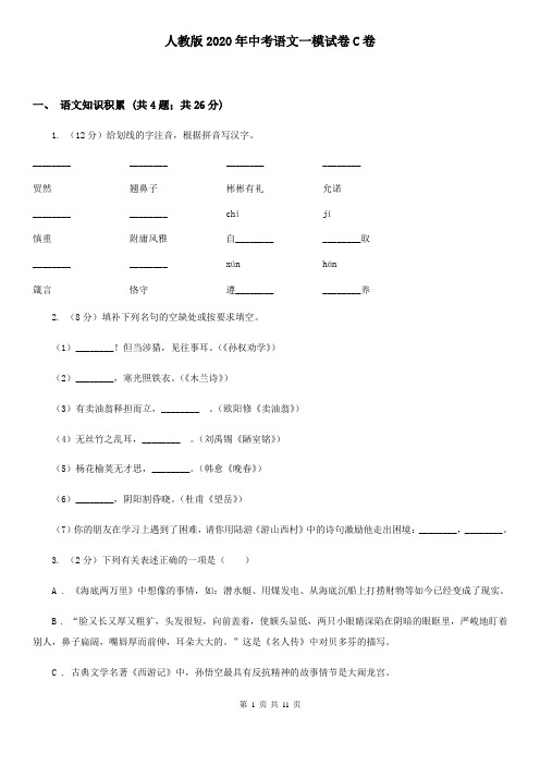 人教版2020年中考语文一模试卷C卷