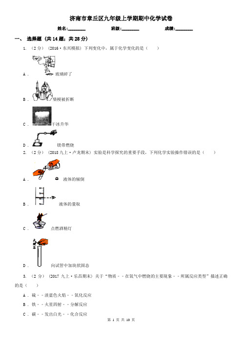 济南市章丘区九年级上学期期中化学试卷