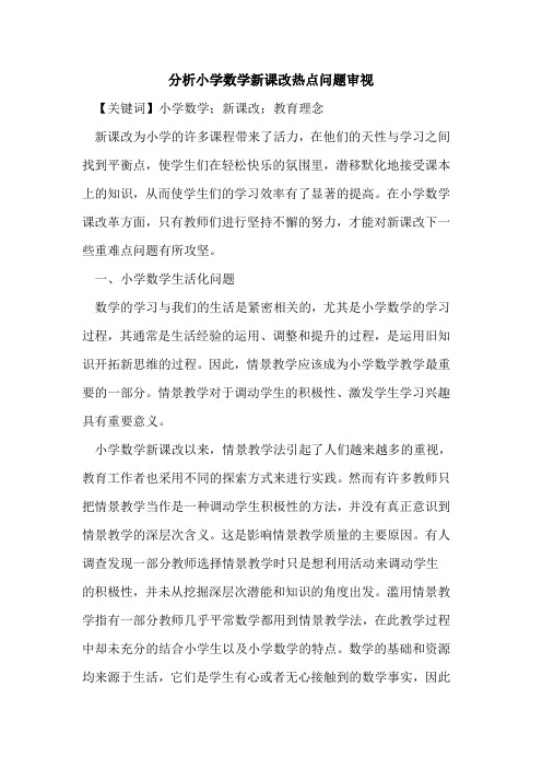 分析小学数学新课改热点问题审视