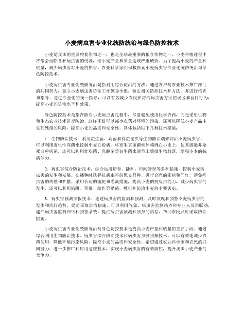 小麦病虫害专业化统防统治与绿色防控技术