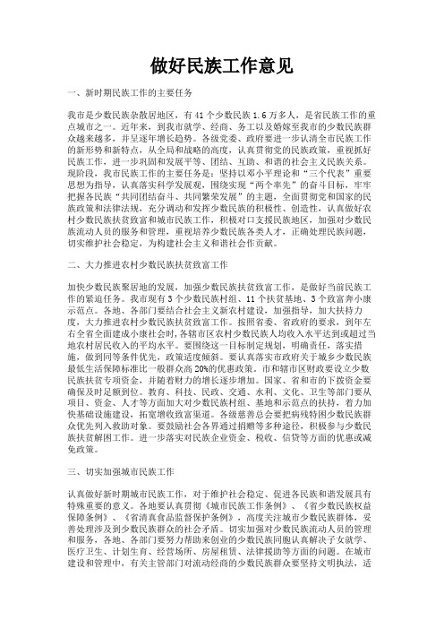 最新 做好民族工作意见-精品