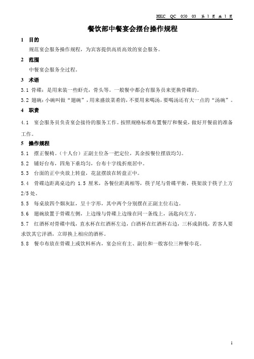 04餐饮部中餐厅宴会摆台操作规程