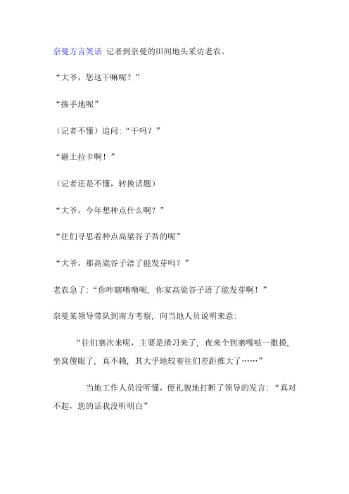 奈曼方言笑话 记者到奈曼的田间地头采访老农