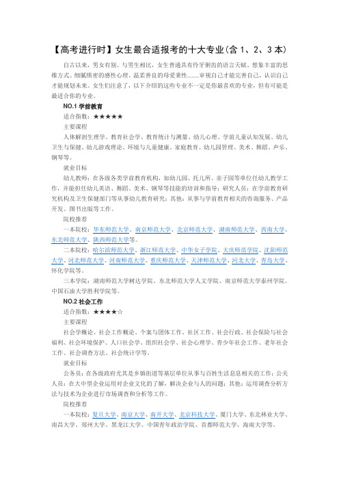 【1、2、3本】女生最合适报考的十大专业