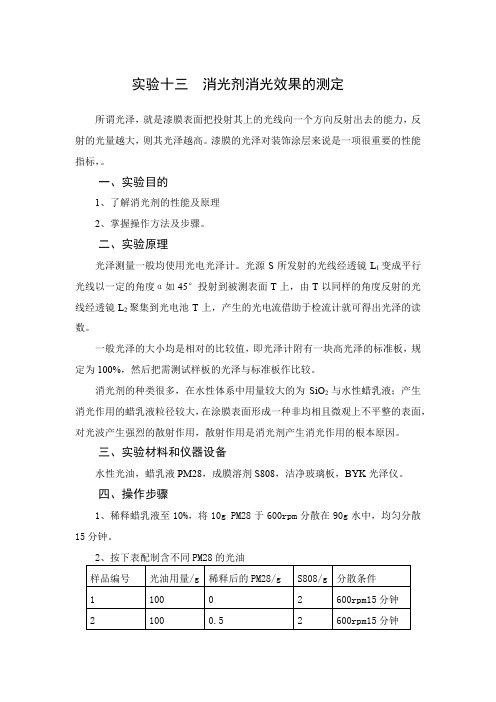 实验十三 消光剂消光效果的测定