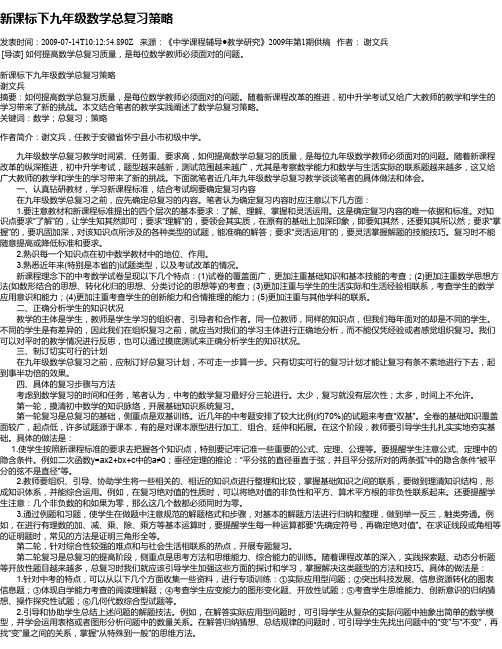 新课标下九年级数学总复习策略