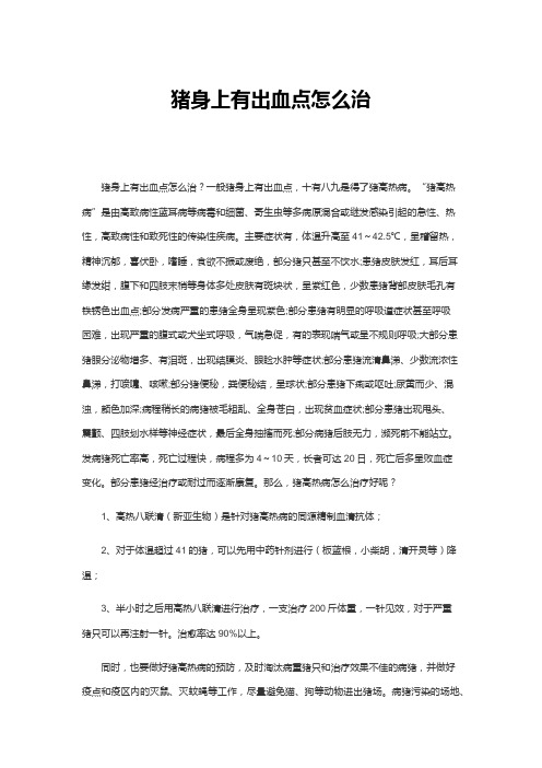 猪身上有出血点怎么治