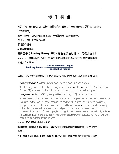 BPG层析柱规范标准装柱经过流程规范标准