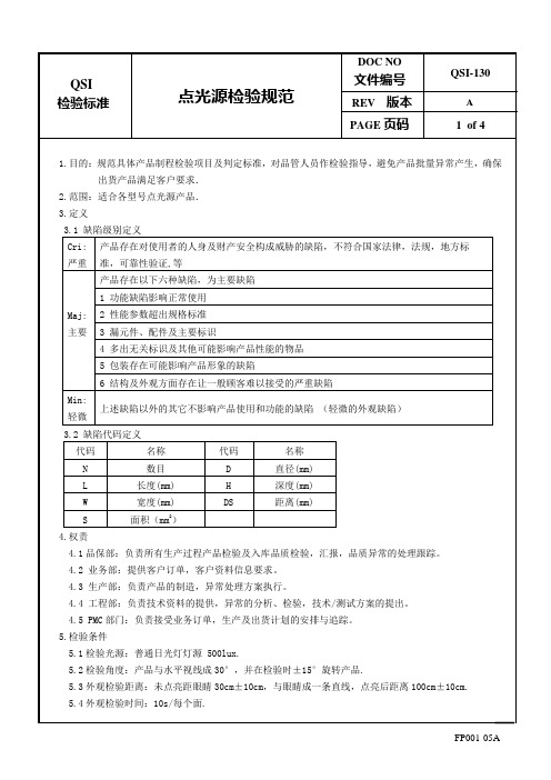 点光源检验规范