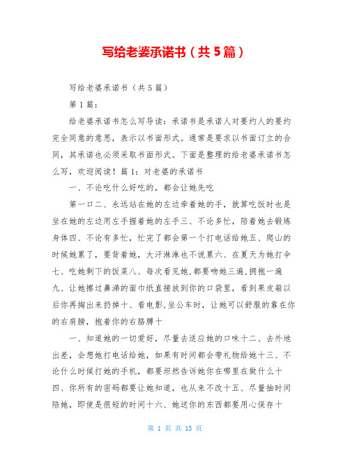 写给老婆承诺书(共5篇)