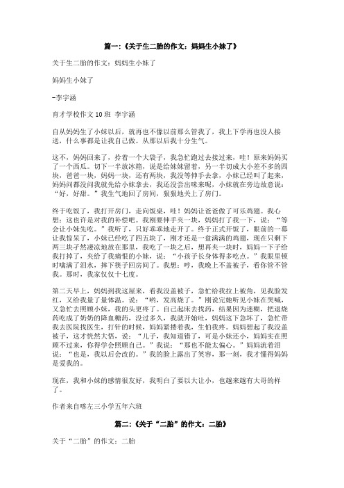 关于二胎的作文500字