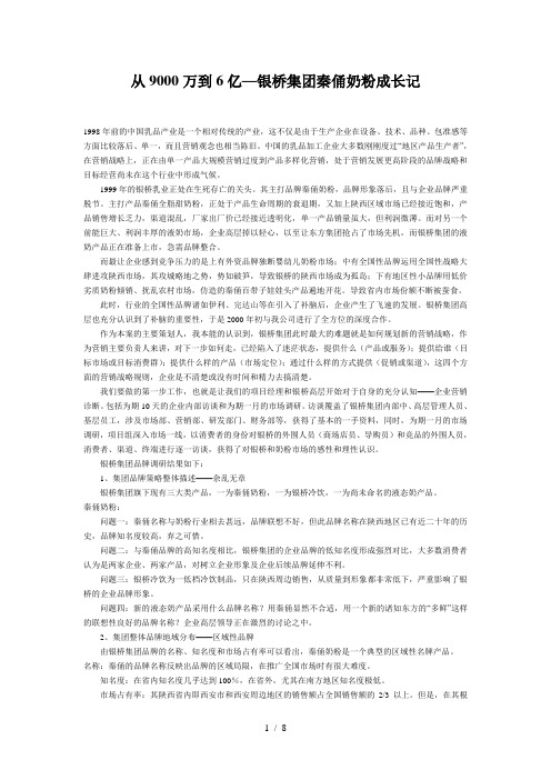 从9000万到6亿—银桥集团秦俑奶粉成长记