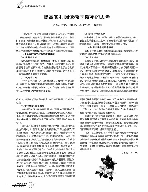 提高农村阅读教学效率的思考