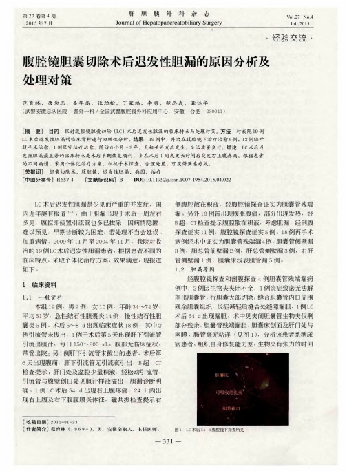 腹腔镜胆囊切除术后迟发性胆漏的原因分析及处理对策