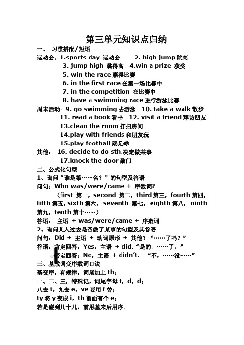 六年级英语Unit3 知识点归纳