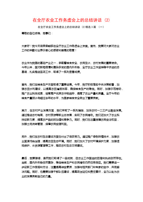 在全厅农业工作务虚会上的总结讲话 (2)3篇