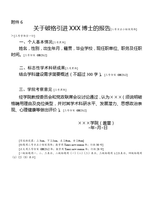 破格引进报告