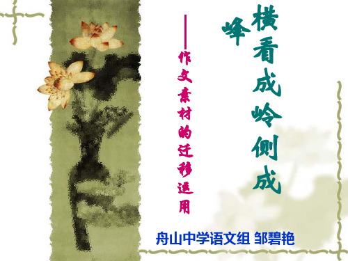 横看成岭侧成峰——作文素材的迁移运用 PPT课件