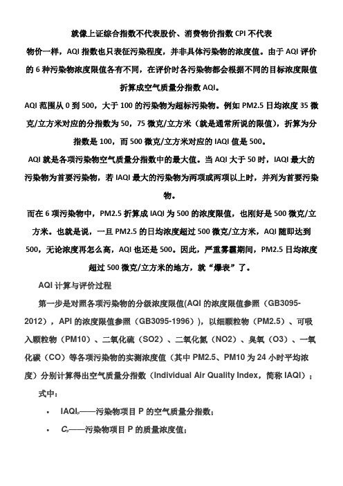 空气质量指数AQI计算方法